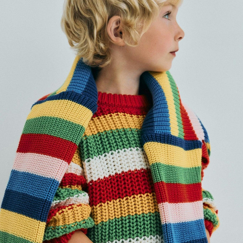 Lantana Jumper Tulip Red Knit Stripes