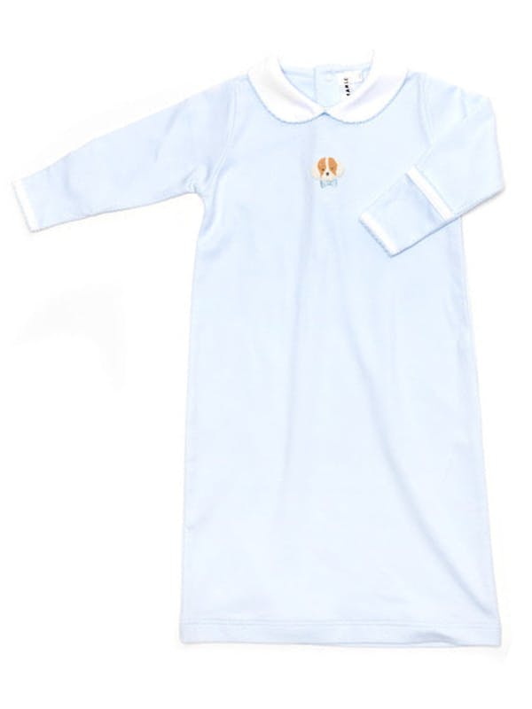 Spotted Boy Puppy Long Day Gown | Lt Blue