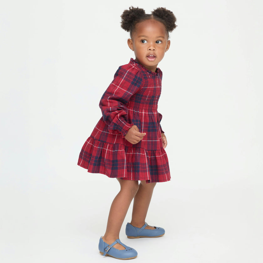 The Tiny Viviana Nap Dress - Cherry Tartan