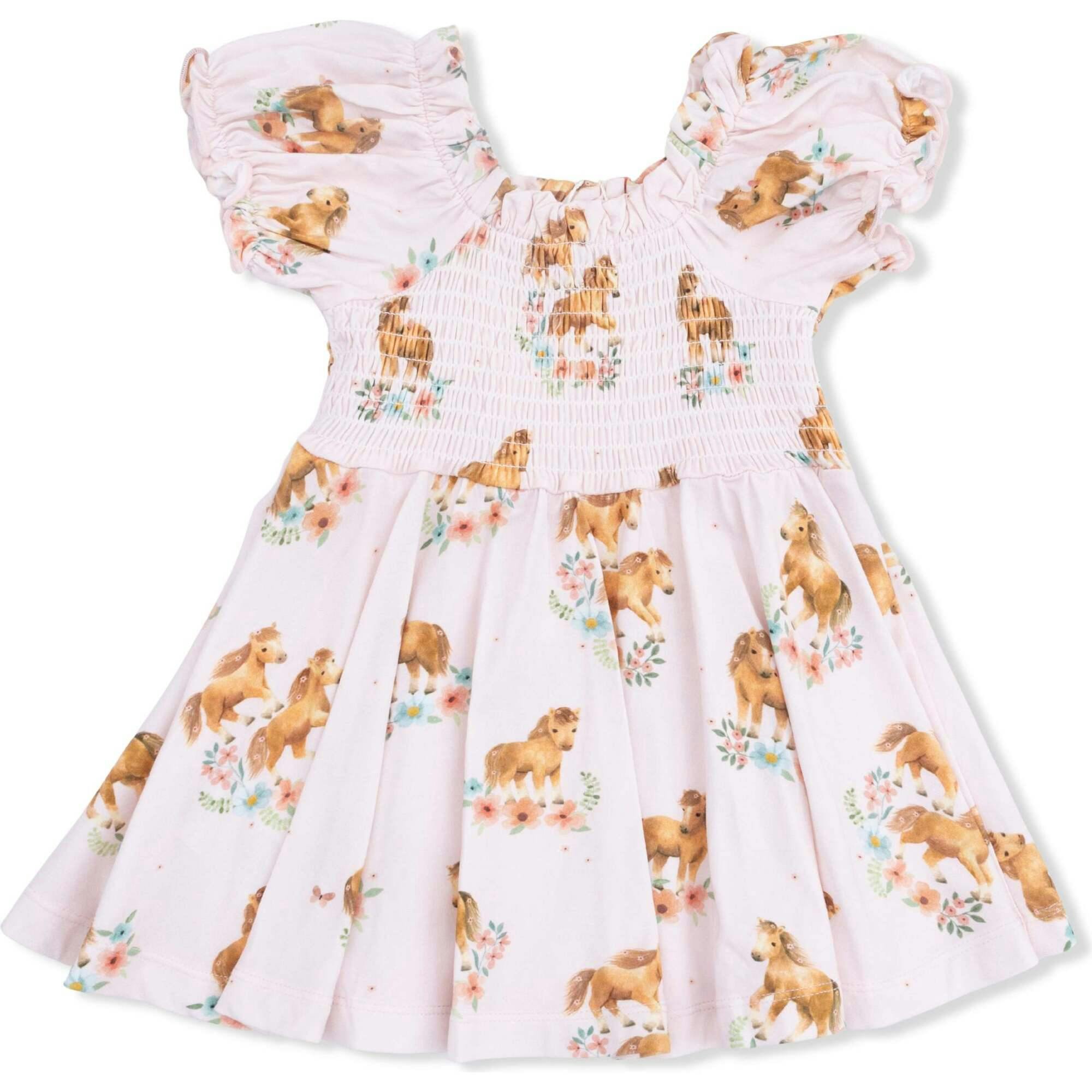 Pink Ponies - Smocked Twirly Dress and Bloomer