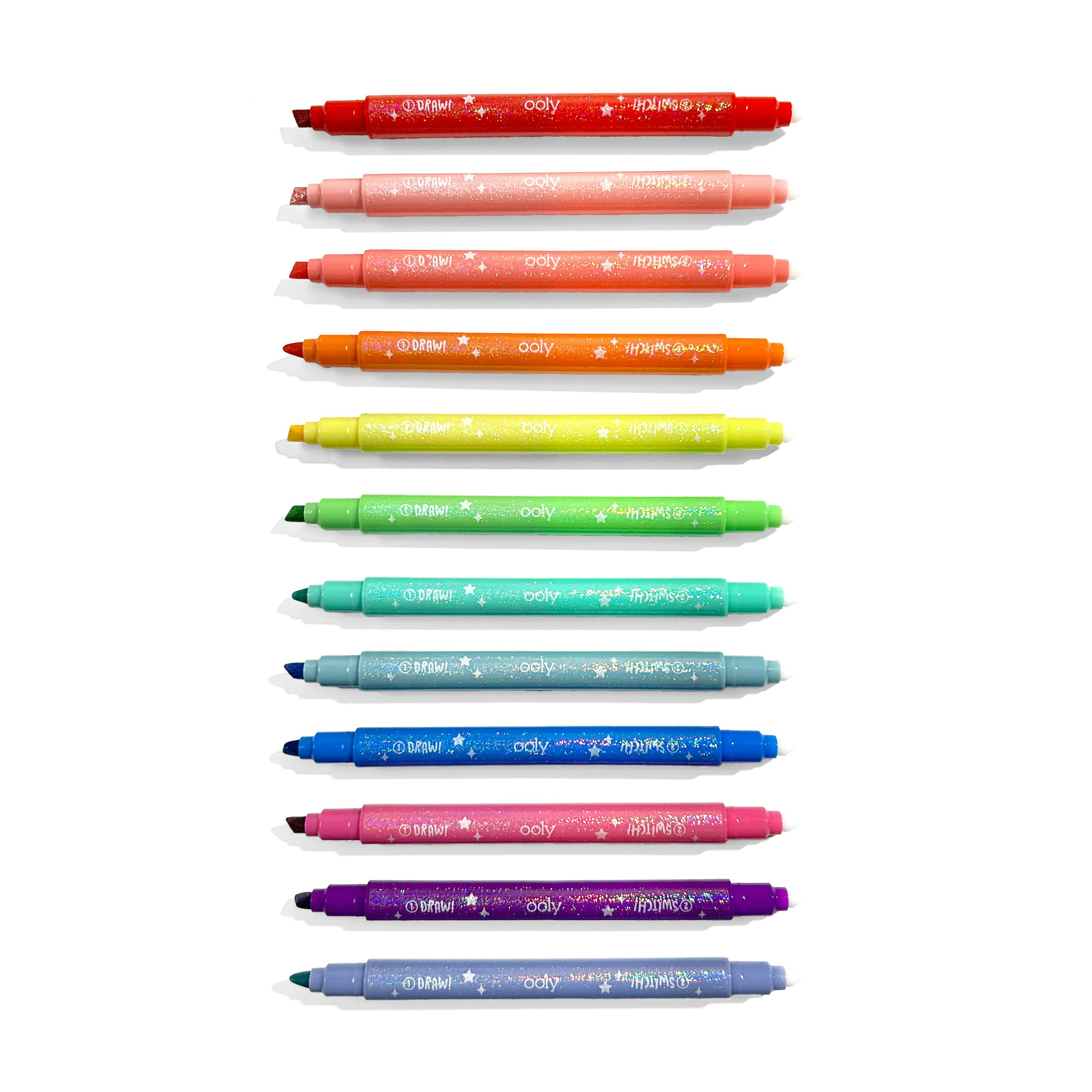 Switch-Eroo Sparkle Glittery Color Changing Markers - Set of 12