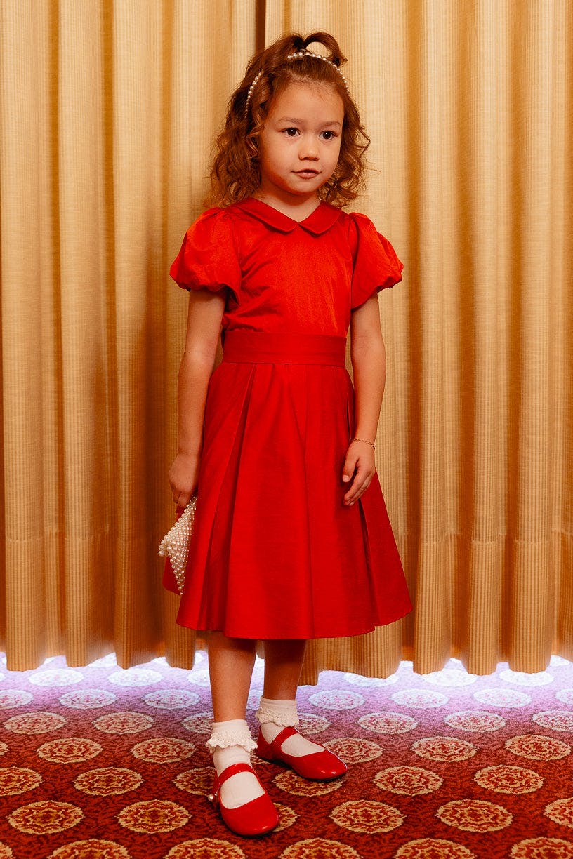 Mini Wrenley Dress in Red Taffeta