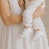 Baby Scalloped Bootie | White Leather