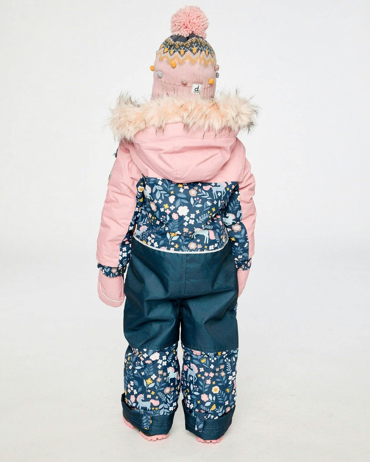 Kids One Piece Discover Snowsuit Blue and Pink Unicorn Print