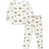 Love Trucks White Bamboo Kids Pajamas