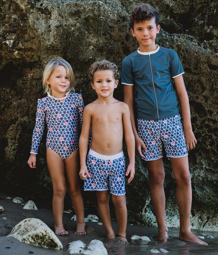 Swimshort Tommaso - Tropical Leaves Pebbles Print