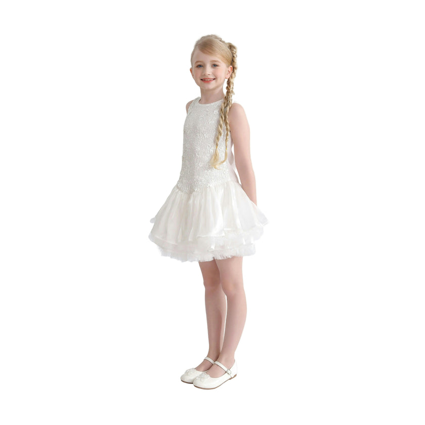 White Arabella Floral Tulle Dress