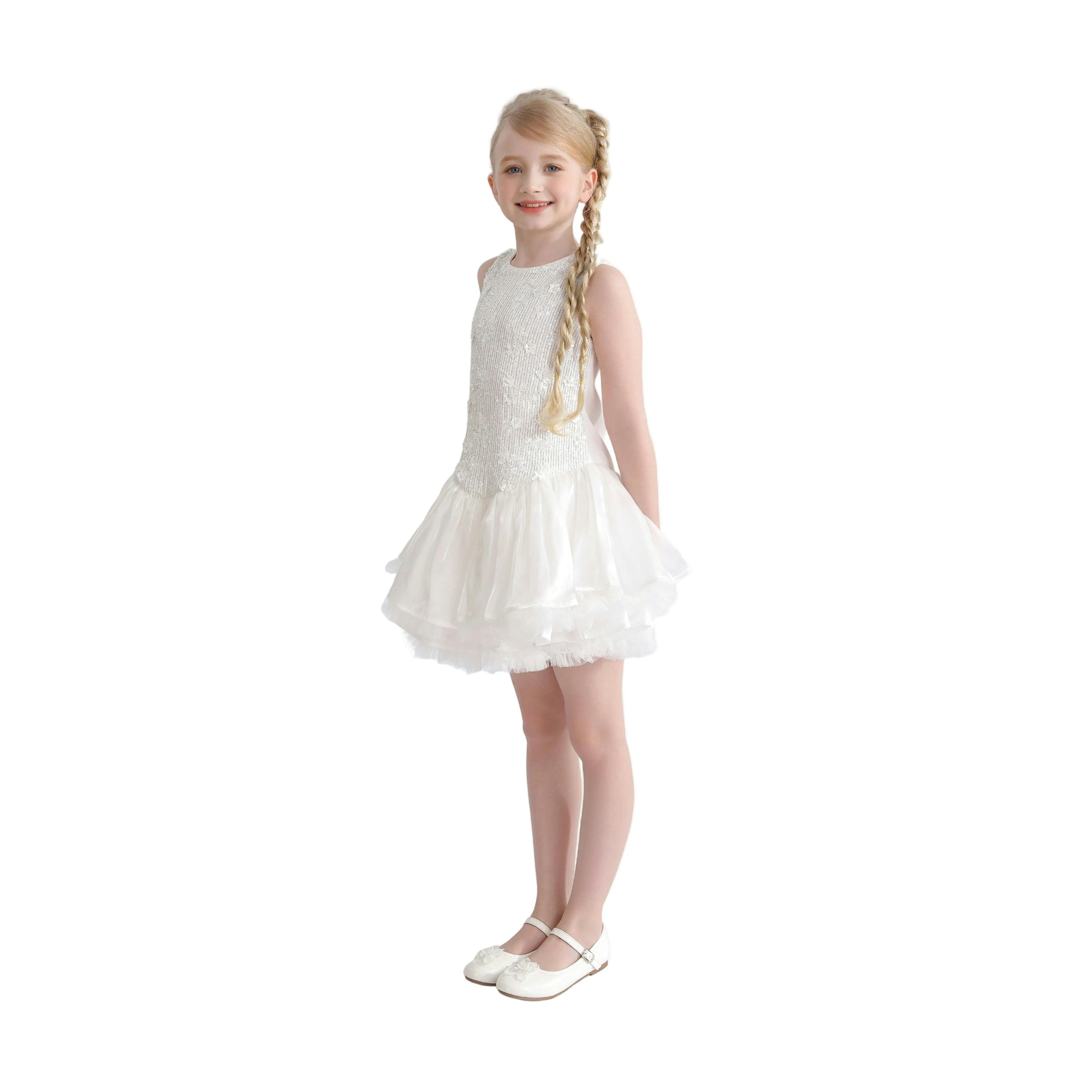 White Arabella Floral Tulle Dress