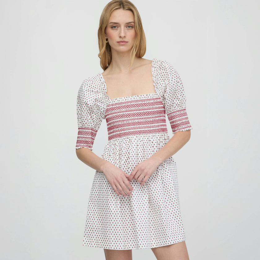 The Lila Nap Dress - White Poppy Half Drop