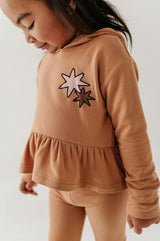 Girls Peplum Hoodie in Rose Elegance Bows