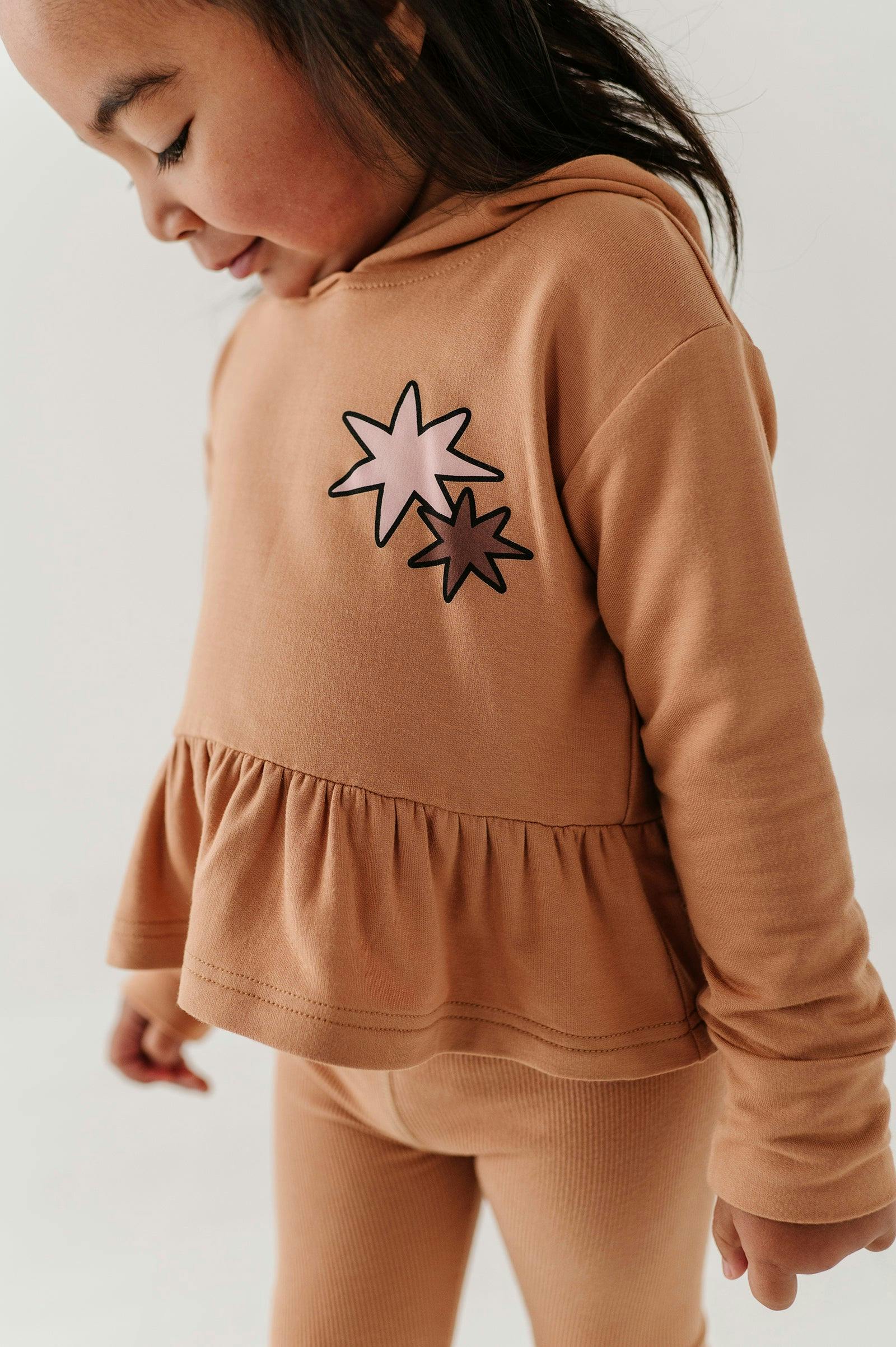 Girls Peplum Hoodie in Rose Elegance Bows