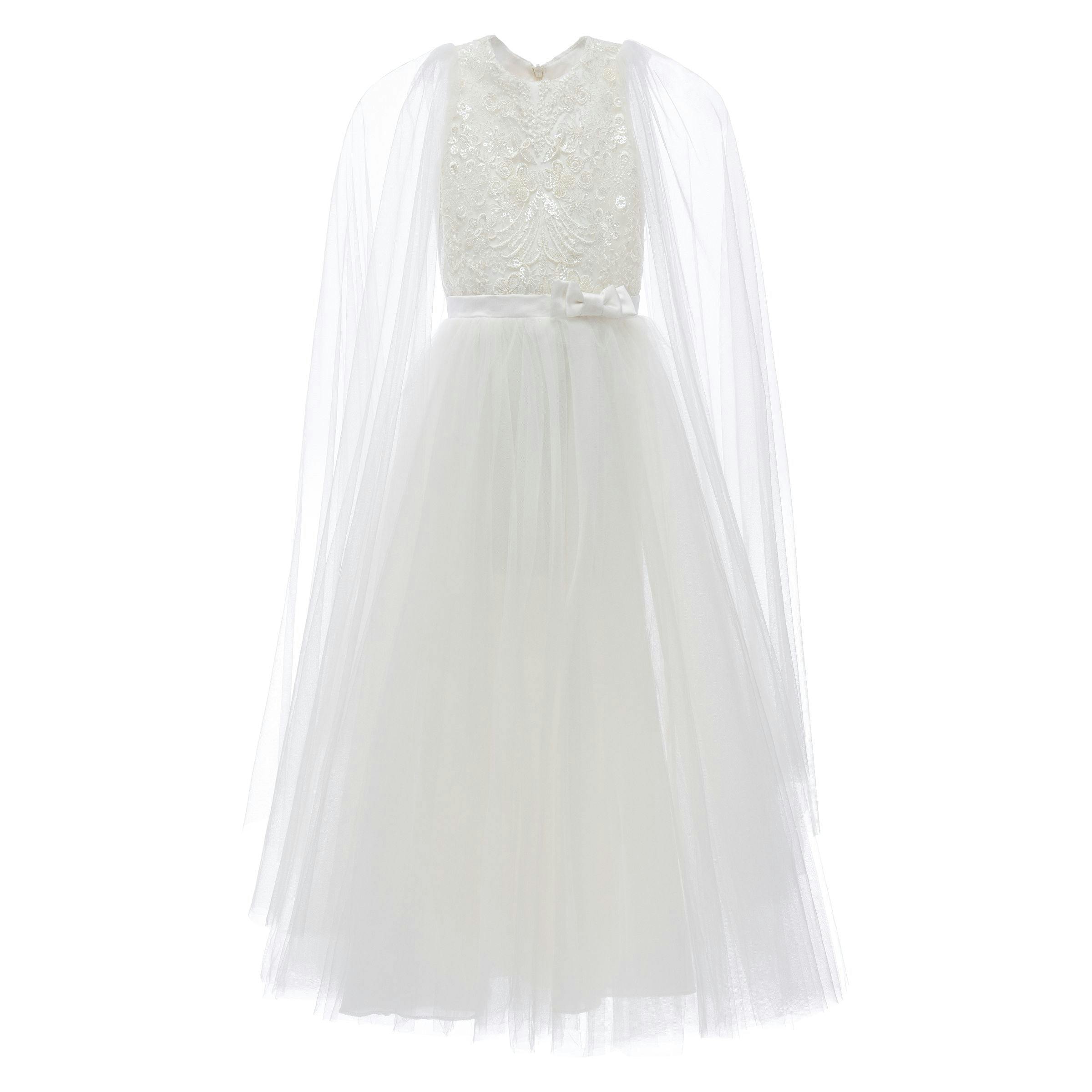 White Thalia Tulle Capelet Dress