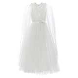 White Thalia Tulle Capelet Dress