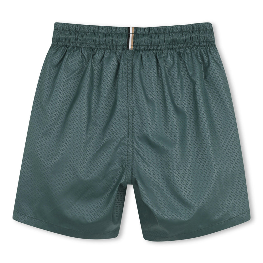 Green Patterned Logo Swimshorts