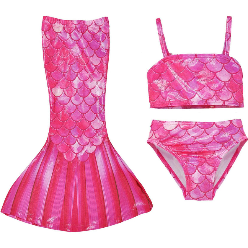 UPF 50+ 3 Piece Mermaid Swim Set - Shimmer Fabric