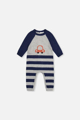 Knitted Intarsia Romper Blue and Orange