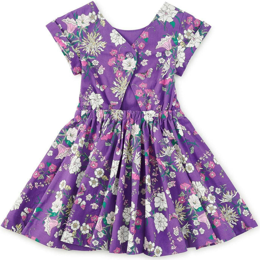 Button Back Skirted Dress, Purple