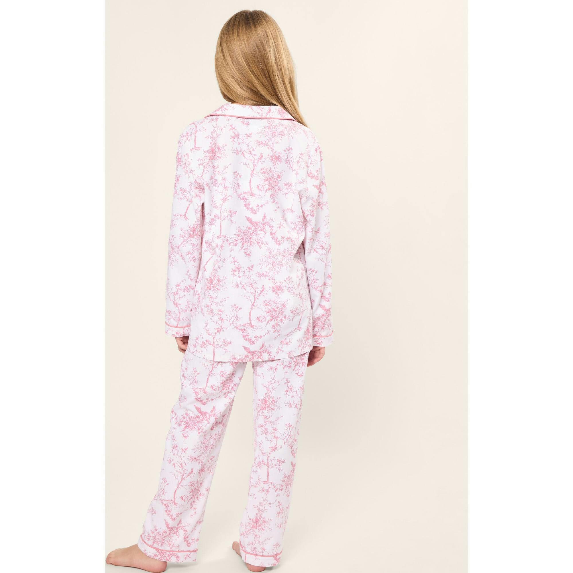 Kid's Twill Pajama Set in Pink Timeless Toile
