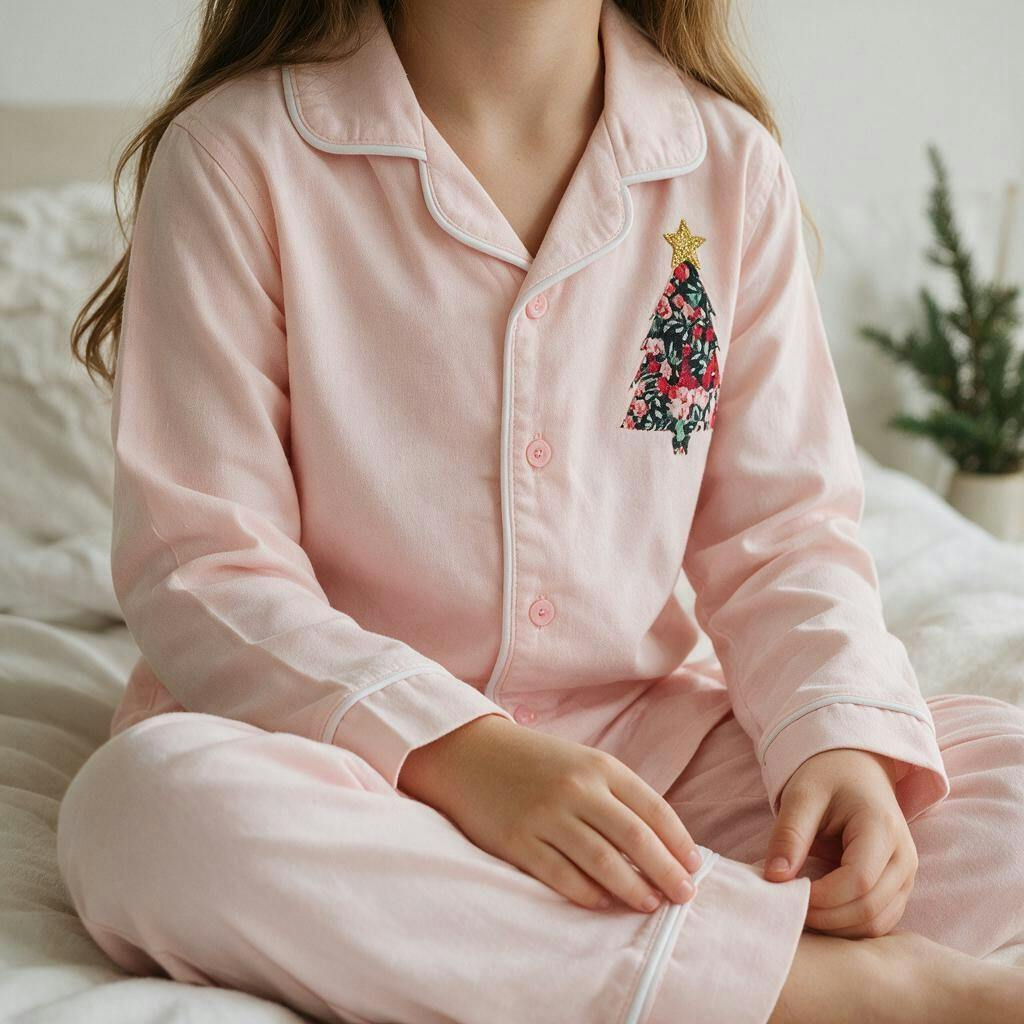 Liberty of London children's Christmas tree classic pyjamas - pink