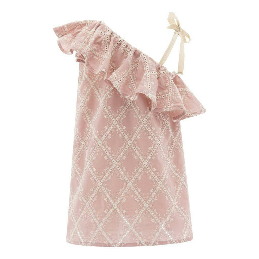 Pink Ruffle Embroidered Summer Dress