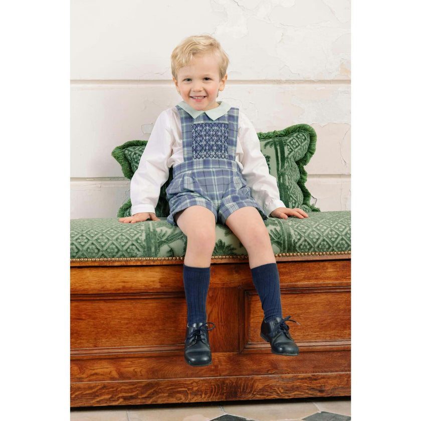 George Blue Tartan Overalls and Shirt