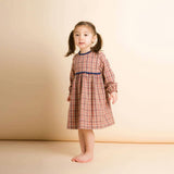 Toddler Long Sleeves Dress with Lace Trim