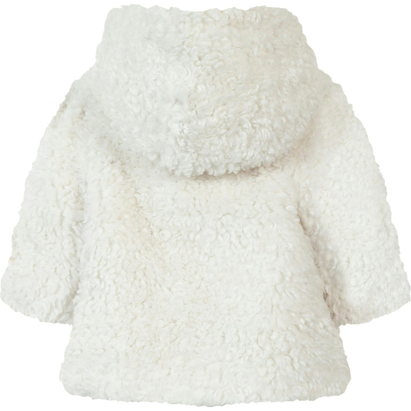 TARTINE ET CHOCOLAT Faux Fur Hooded Baby Coat, White