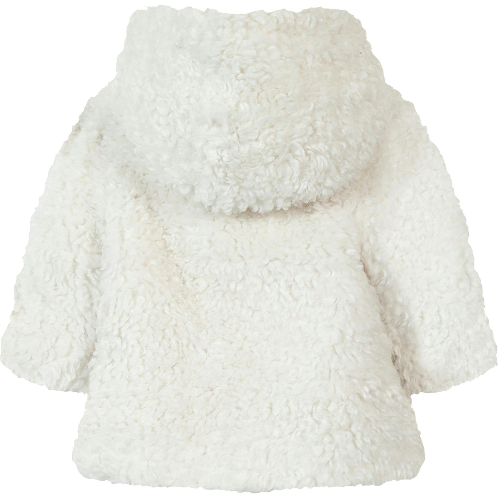 TARTINE ET CHOCOLAT Faux Fur Hooded Baby Coat, White