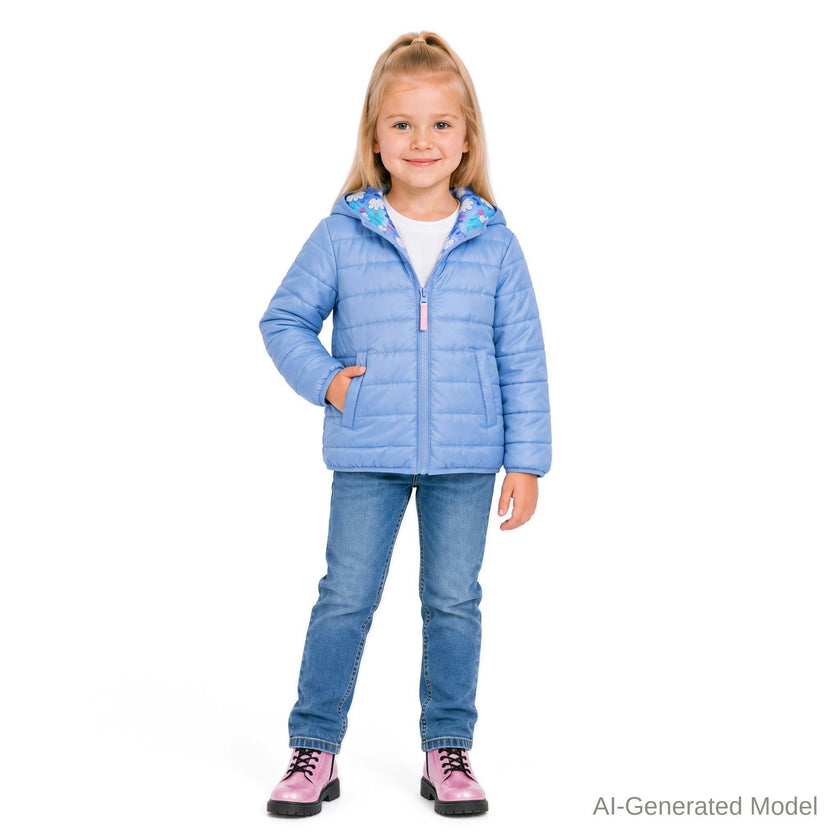 Reversible Color-Changing Puffer Jacket | Blue Floral