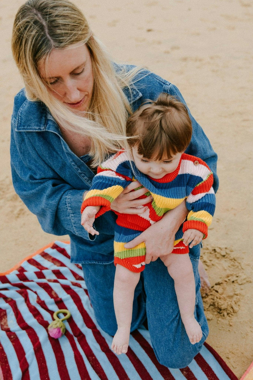 Canela Baby Jumper Tulip Red Multicolor Stripes