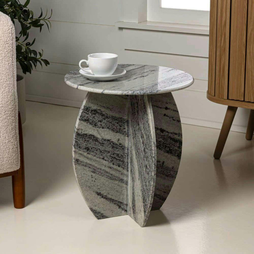 Venus 17.5" Contemporary Natural Marble Handmade X-Shaped End Table