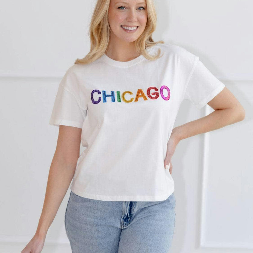 Women's Sequin Chicago T-shirt Black