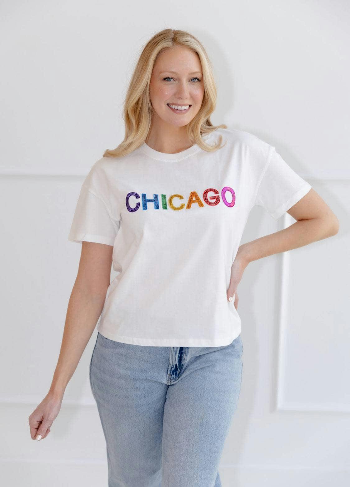Women's Sequin Chicago T-shirt Black