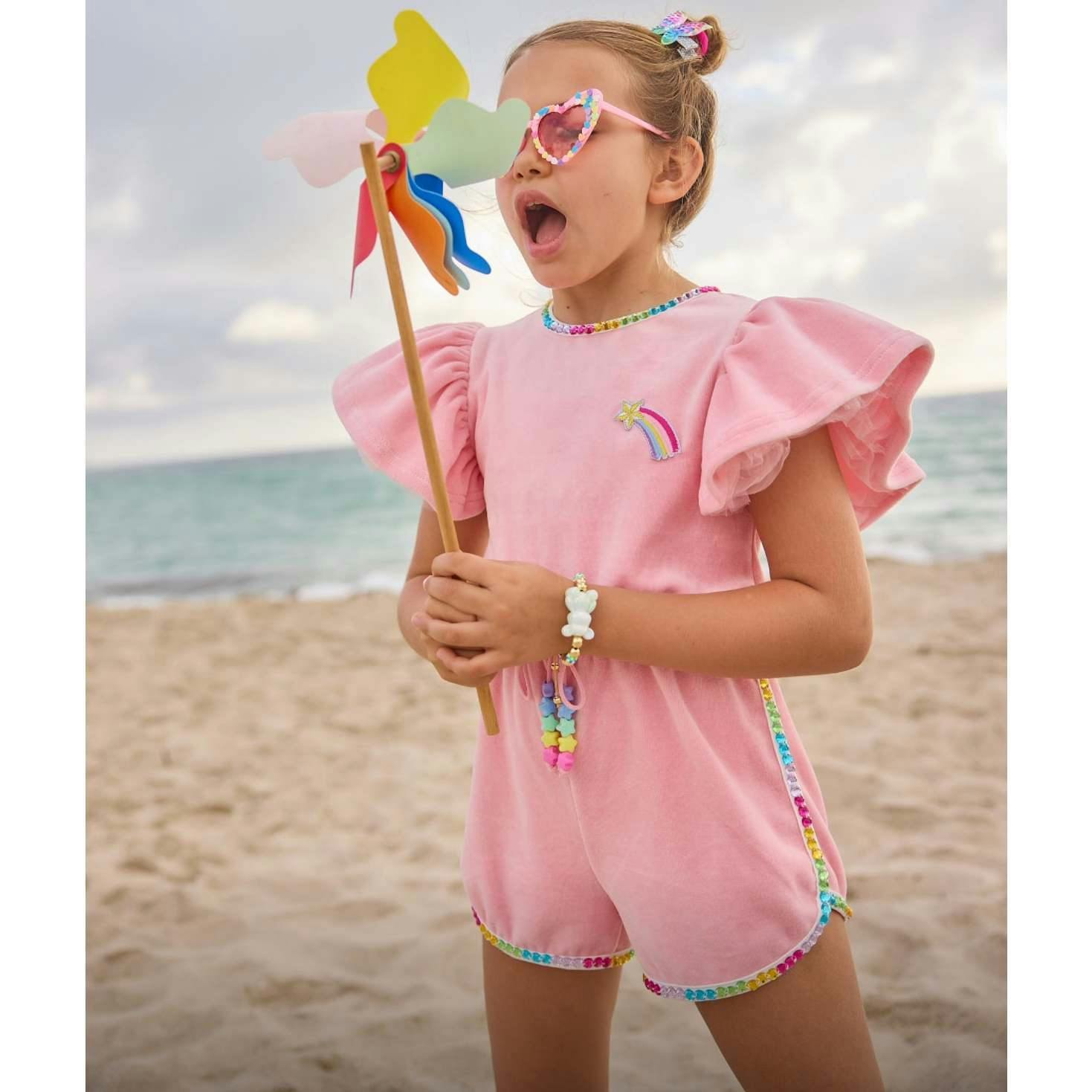 Velour Rainbow Gems Romper