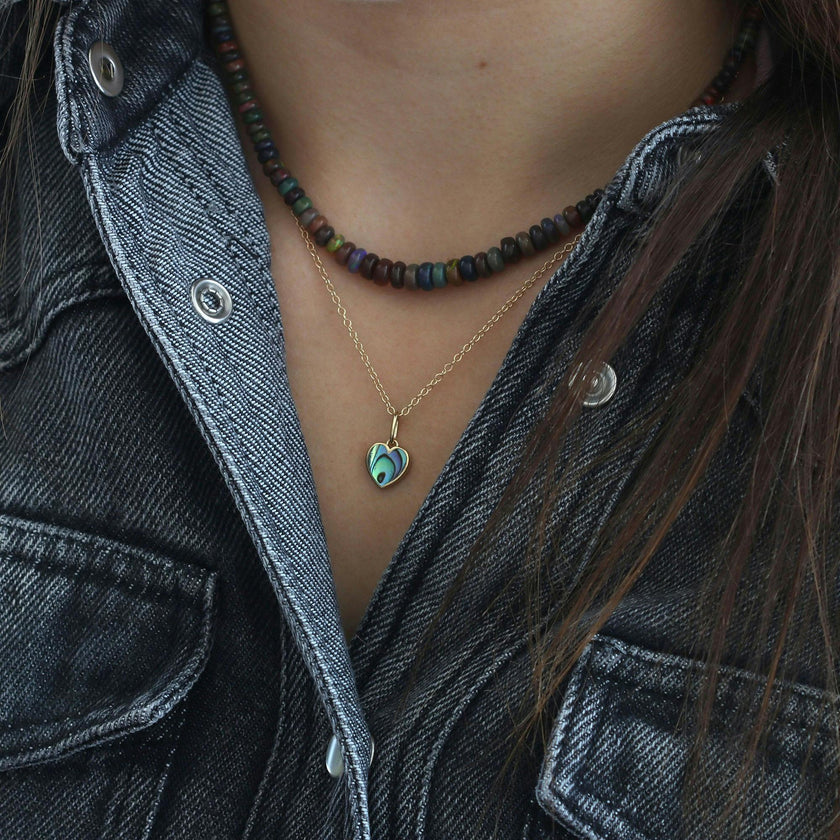 Abalone Heart Charm Necklace