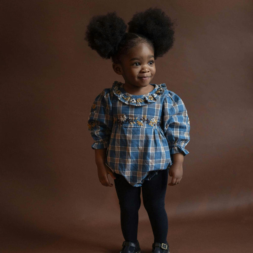 Baby Juniper Embroidered Ruffle Collar Long Sleeve Romper