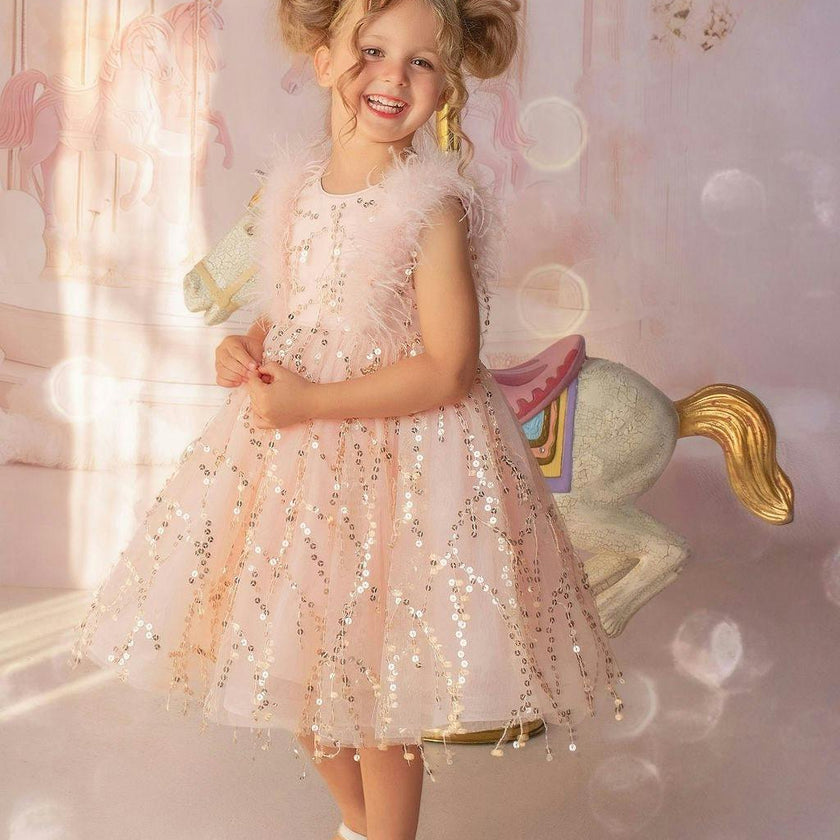 Sparkly Feather Fairy Tulle Dress