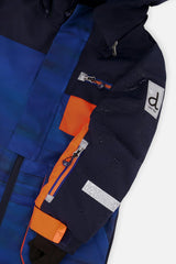Kids One Piece Play Snowsuit Blue With Black Stripes
