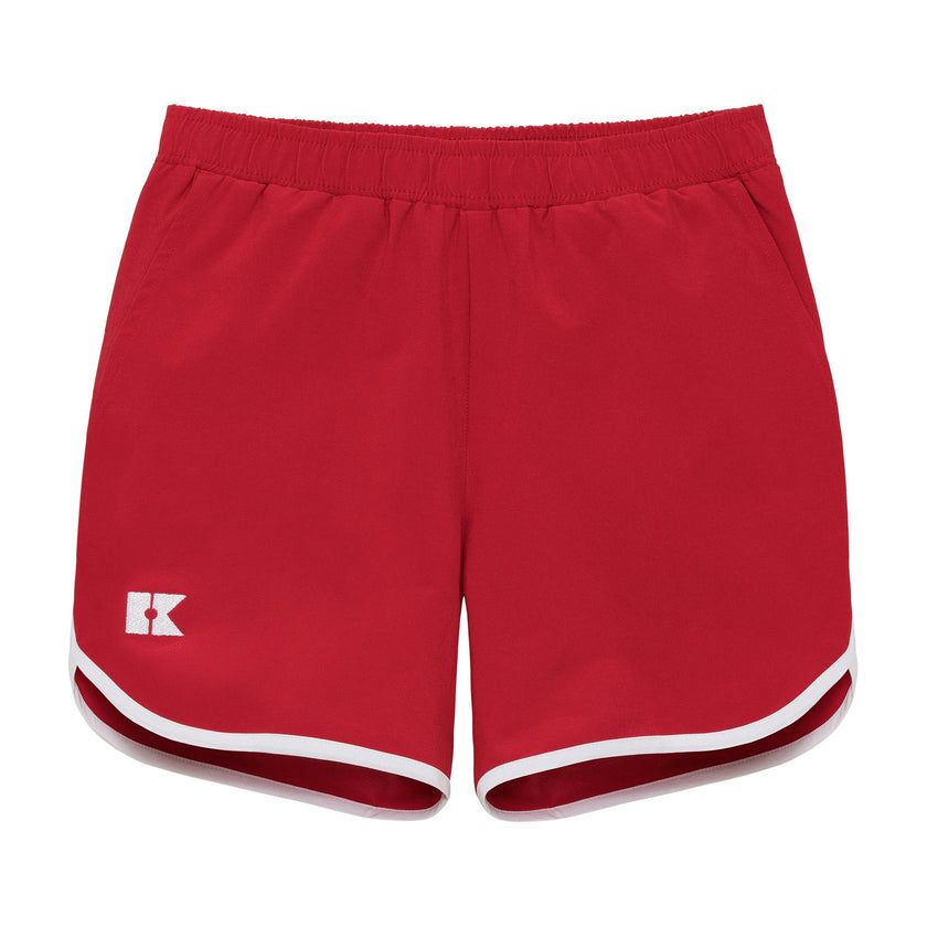red retro super short with white piping