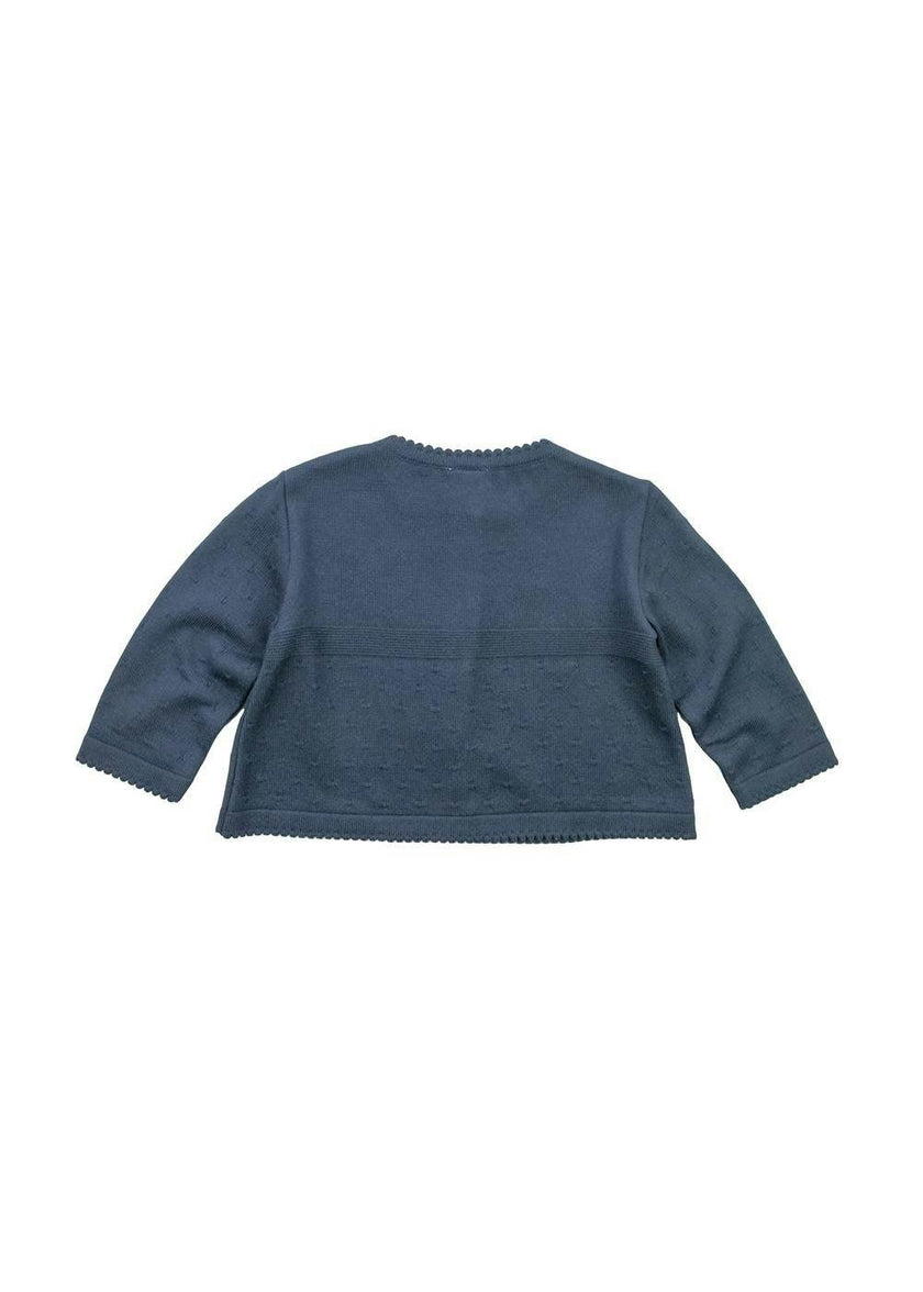 Navy Three Button Cardigan Sweater
