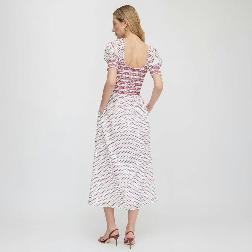 The Madeline Nap Dress - White Poppy Half Drop