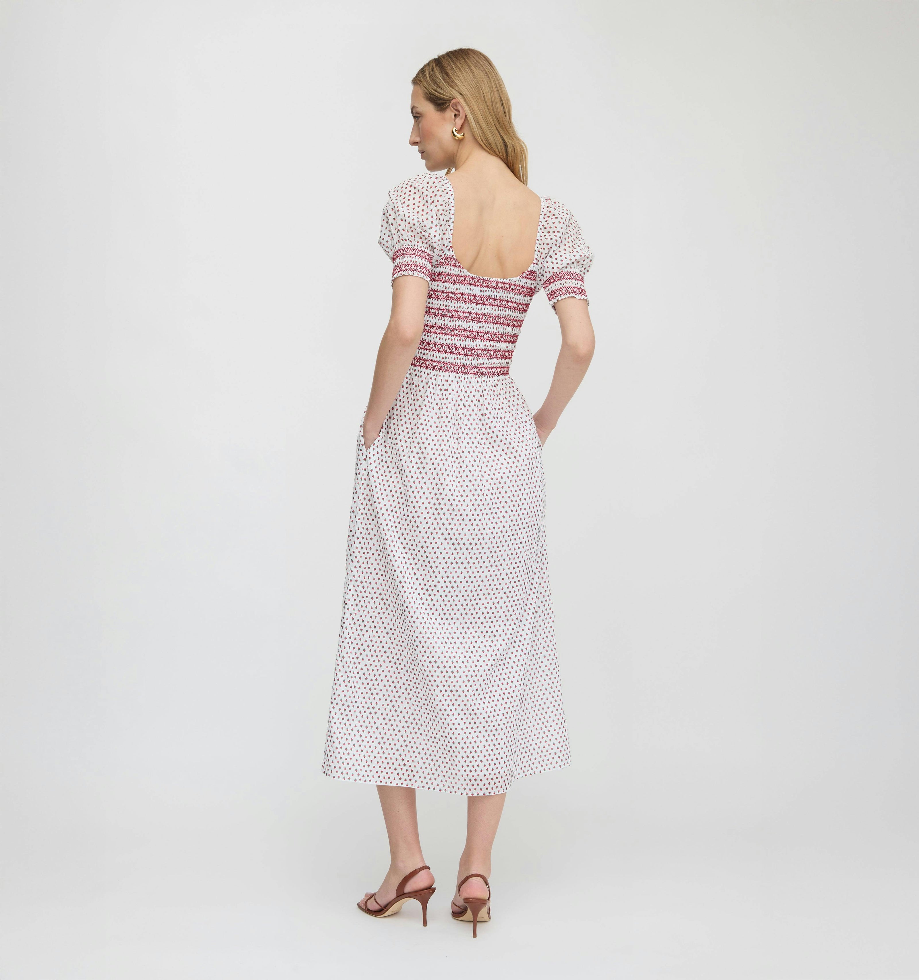 The Madeline Nap Dress - White Poppy Half Drop