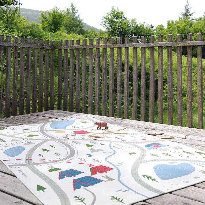 Flat Woven Graphic Print Rectangular Play Rug