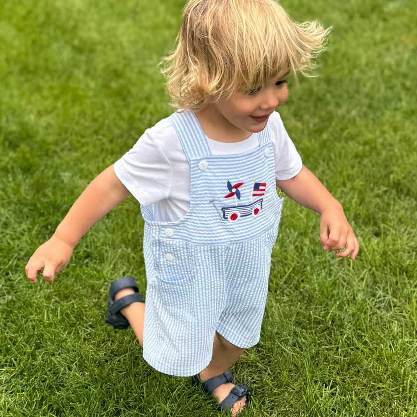 Seersucker Shortall With Wagon
