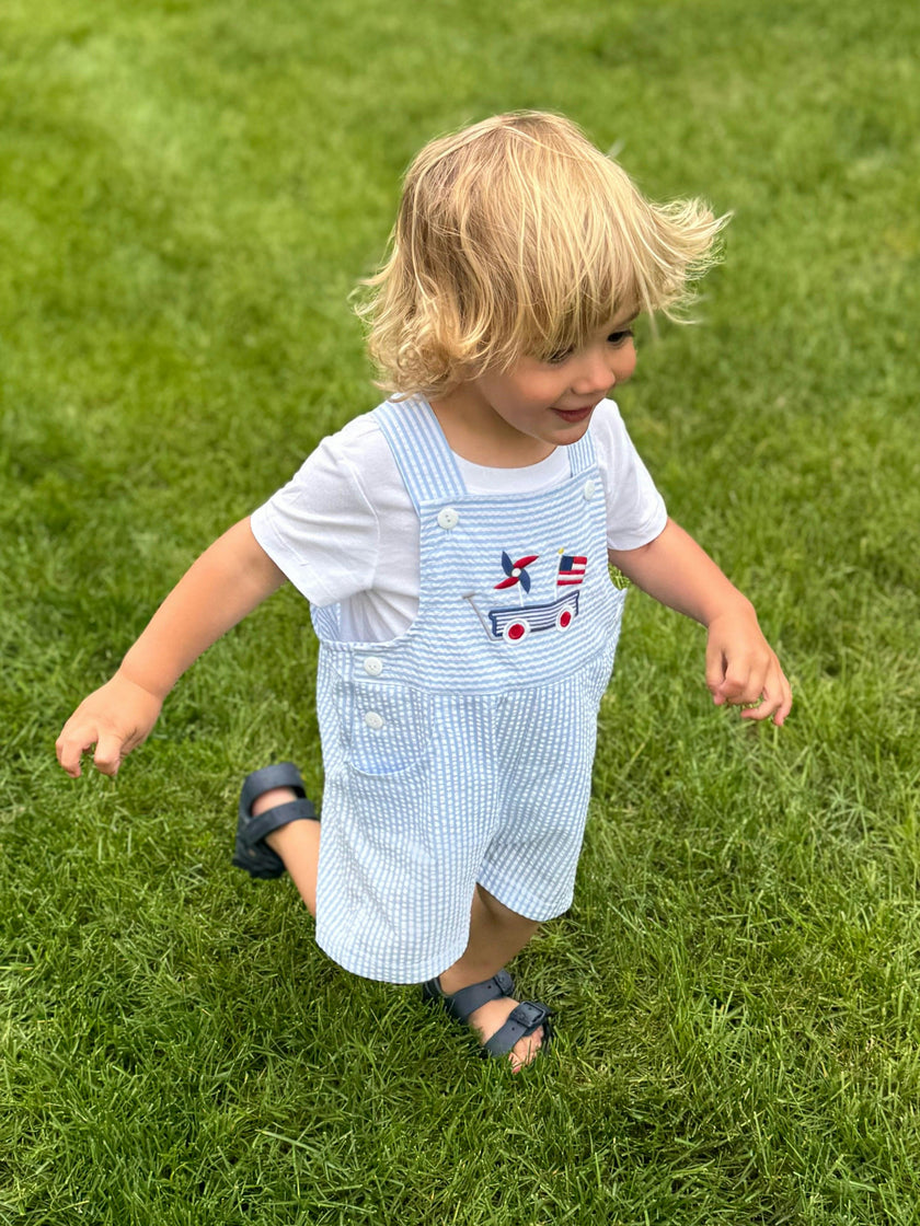 Seersucker Shortall With Wagon