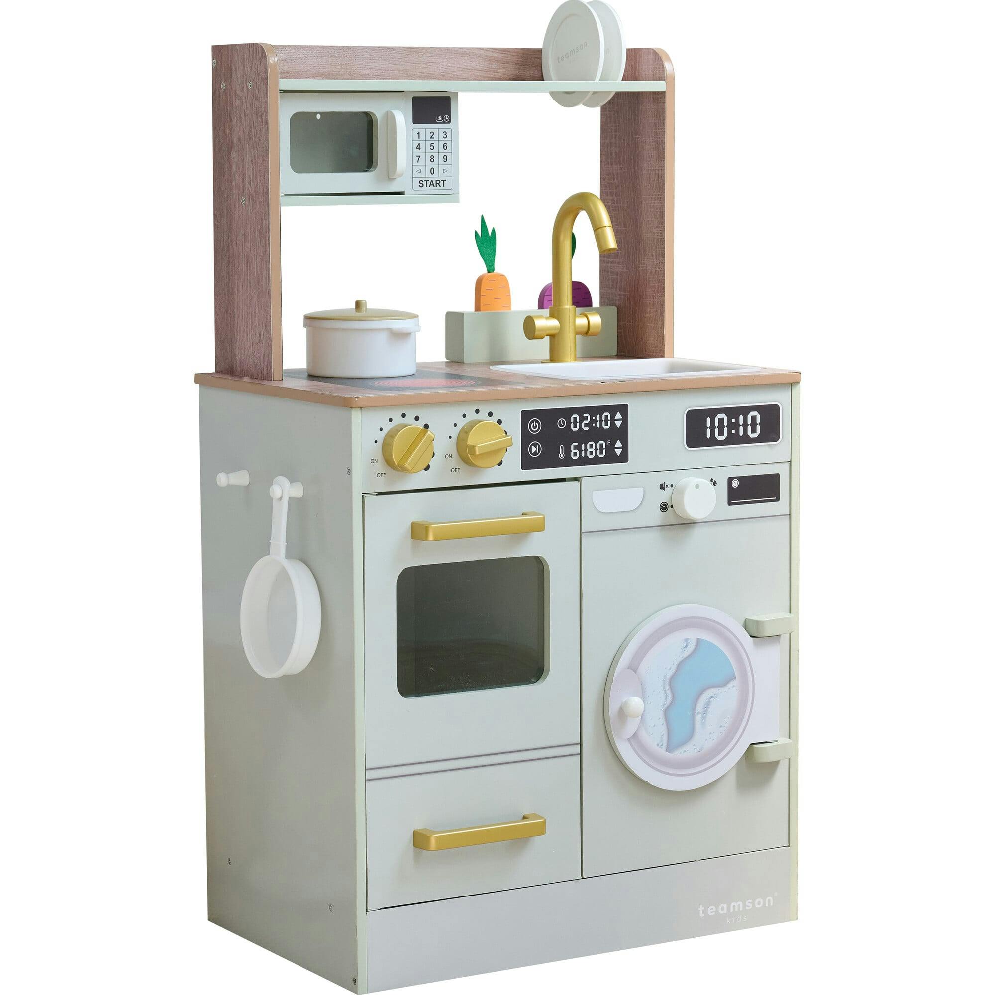 Teamson Kids Little Chef Lake Tahoe Wooden Play Kitchen - Washer & Mini Garden