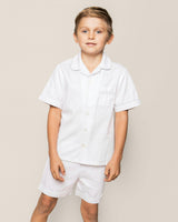 Kid's Twill Pajama Short Set in White