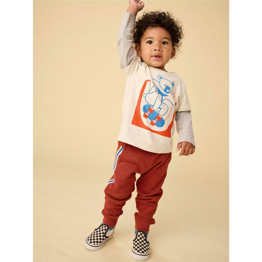 Stripe-Out Joggers, Brown