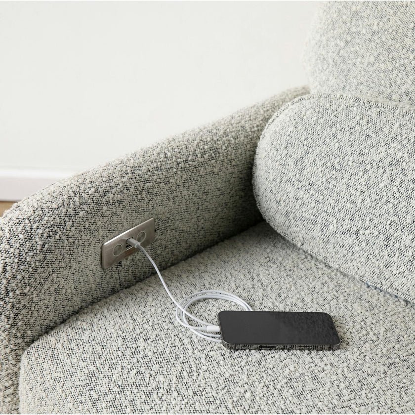 Arc Electronic Recliner and Swivel Glider in Boucle with USB port