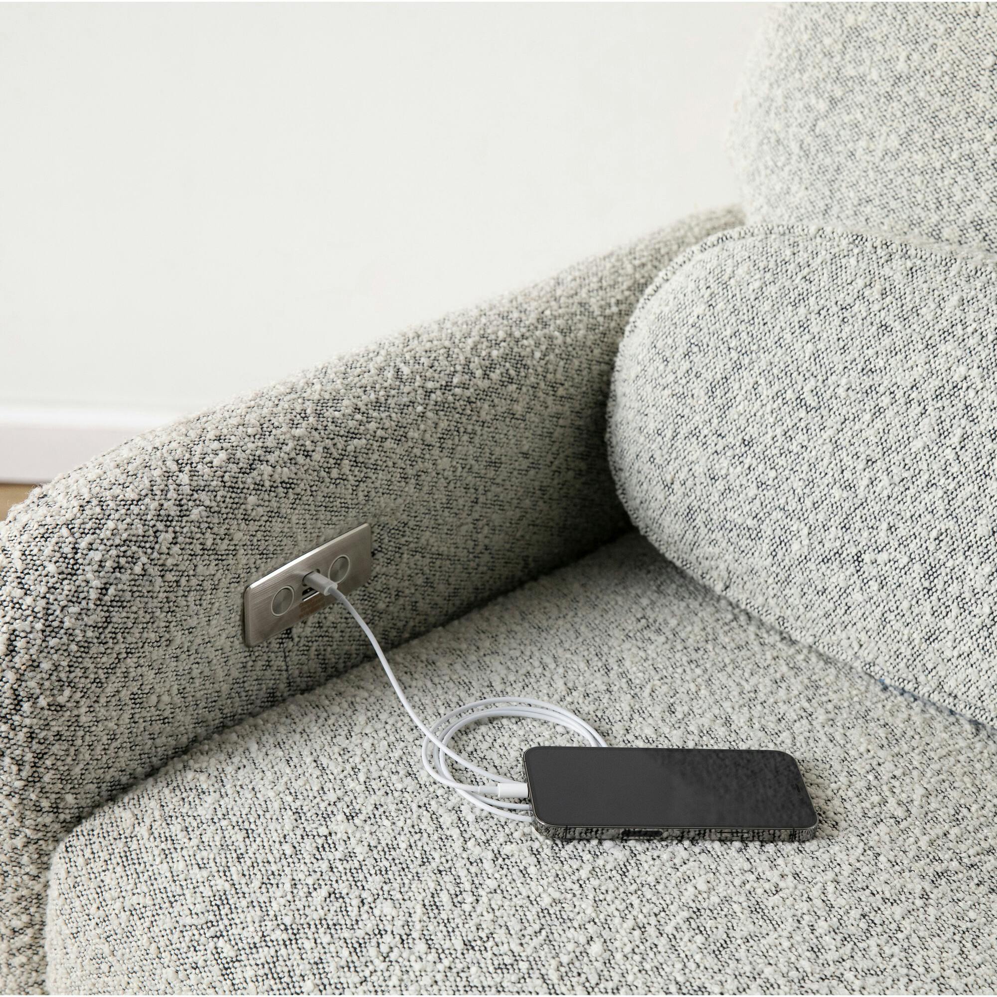 Arc Electronic Recliner and Swivel Glider in Boucle with USB port